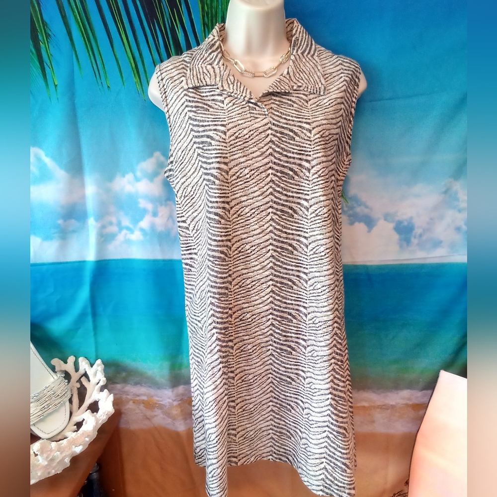RUSS animal print, sleeveless sheath dress/long top, Large